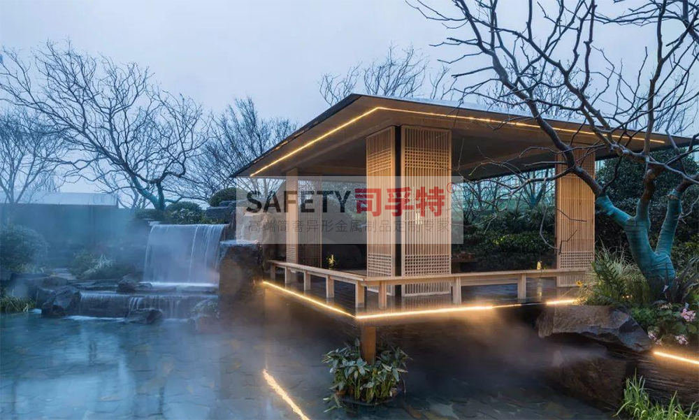 庭院景觀設(shè)計(jì)：精制不銹鋼（鋁藝）涼亭搭配智能遮陽(圖10)