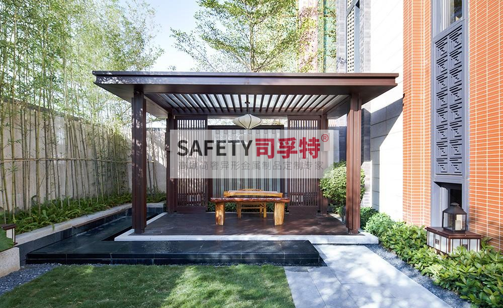 庭院景觀設(shè)計(jì)：精制不銹鋼（鋁藝）涼亭搭配智能遮陽(圖14)
