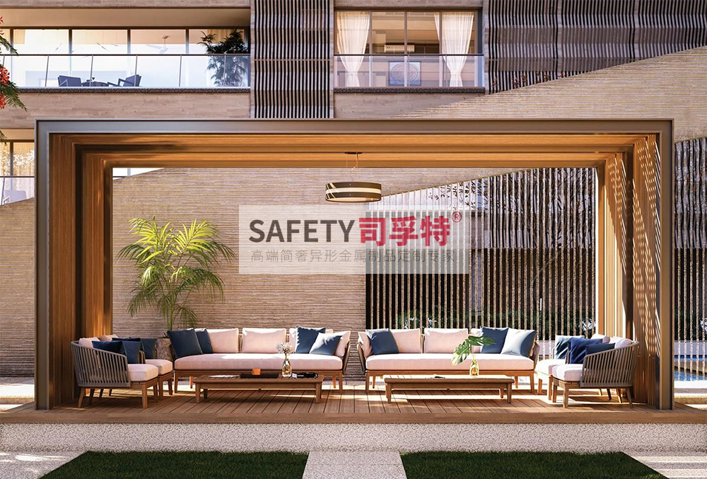 庭院景觀設(shè)計(jì)：精制不銹鋼（鋁藝）涼亭搭配智能遮陽(圖3)
