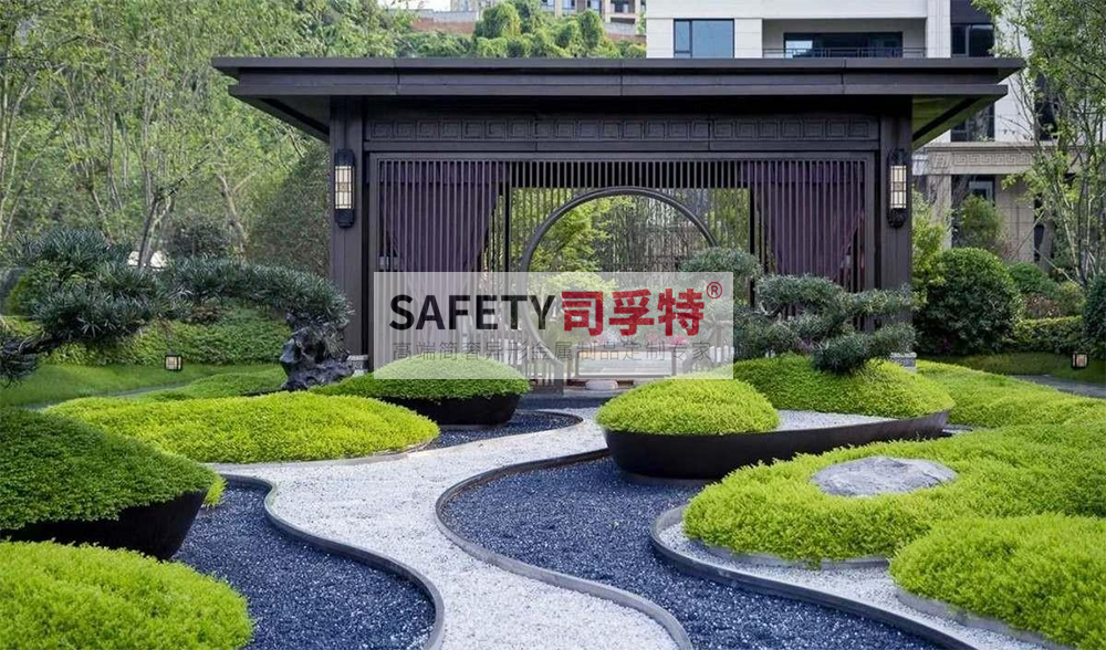 庭院景觀設(shè)計(jì)：精制不銹鋼（鋁藝）涼亭搭配智能遮陽(圖4)