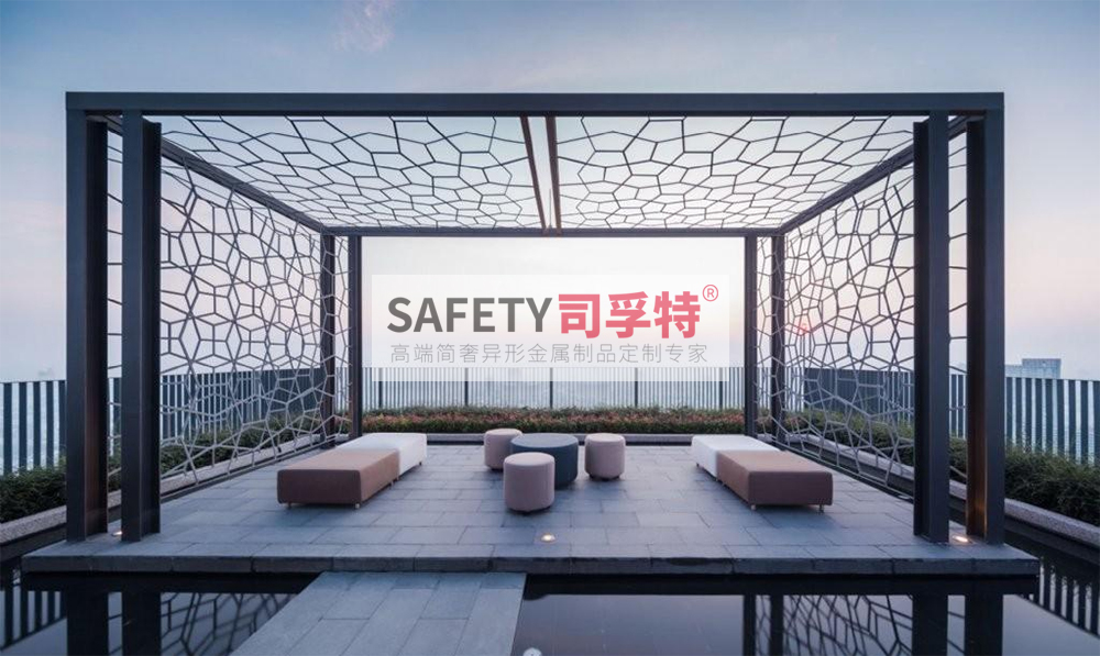 庭院景觀設(shè)計(jì)：精制不銹鋼（鋁藝）涼亭搭配智能遮陽(圖7)